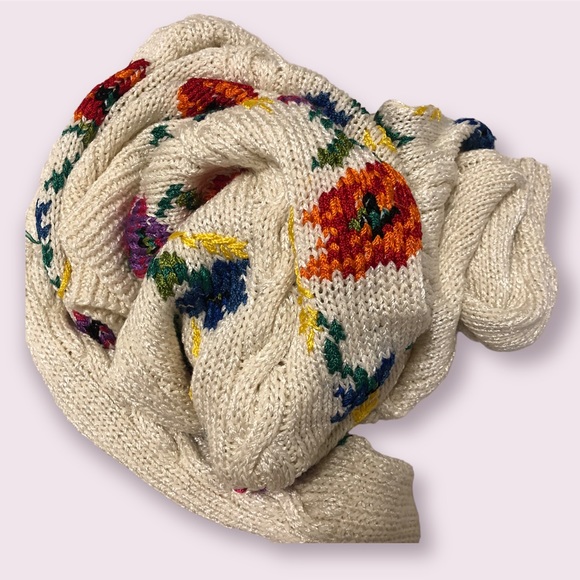 🌸 vtg cable knit sweater with pansies - Picture 12 of 12